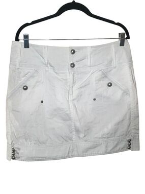 Terra Nostra White Skort Size 12 Cargo Utility Lace Up Back Stretch Cotton Blend